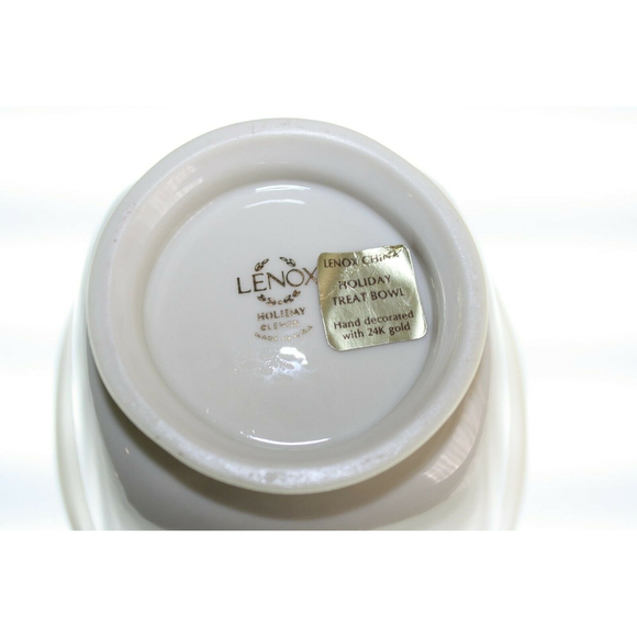 VINTAGE LENOX HOLIDAY DIMENSION NUT BOWL HOLLY 24K GOLD CHRISTMAS CANDY DISH - Picture 5 of 5